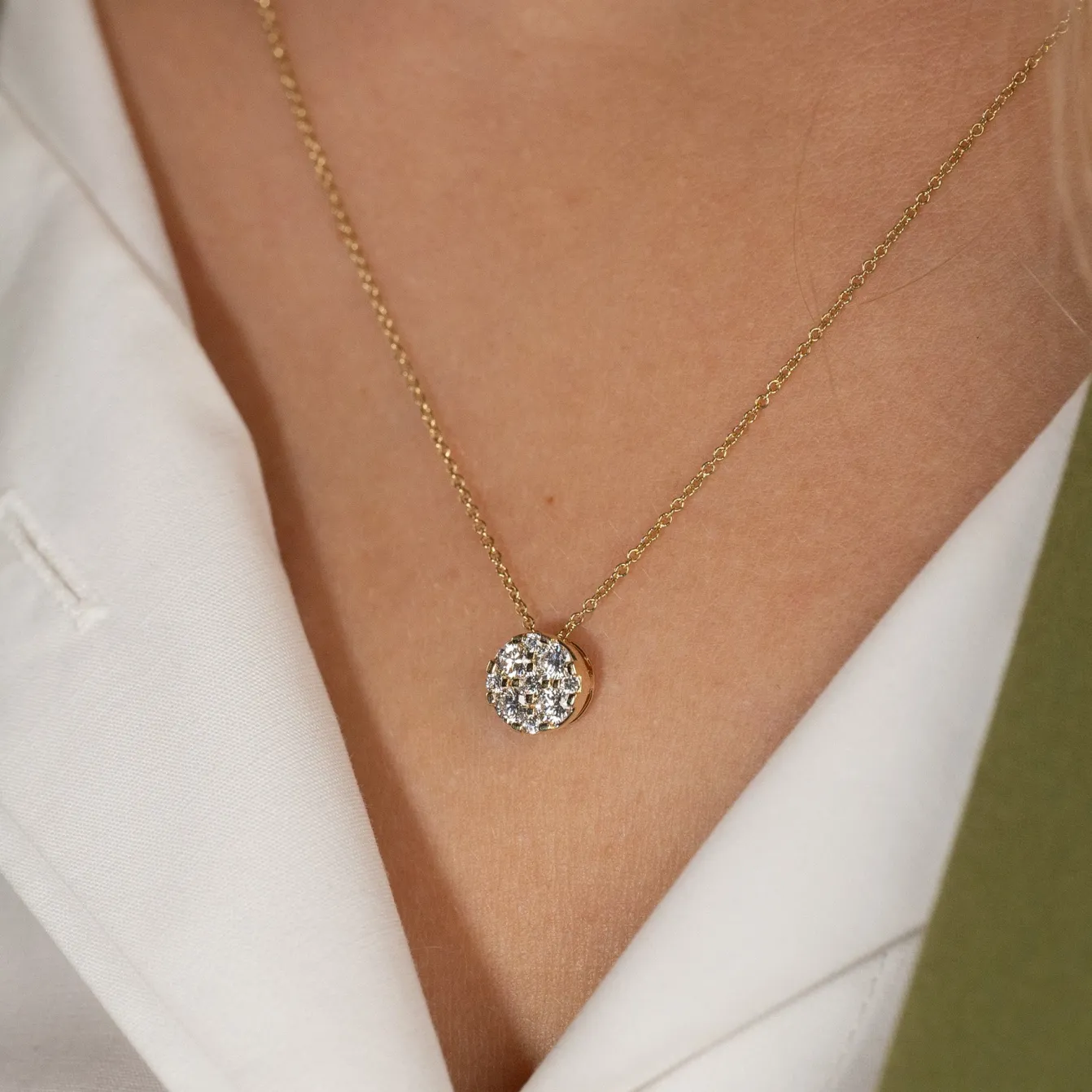 ROUND PAVE DIAMOND PENDANT - 0.45ct - YG