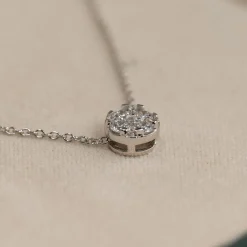 ROUND PAVE DIAMOND PENDANT - 0.2ct - WG