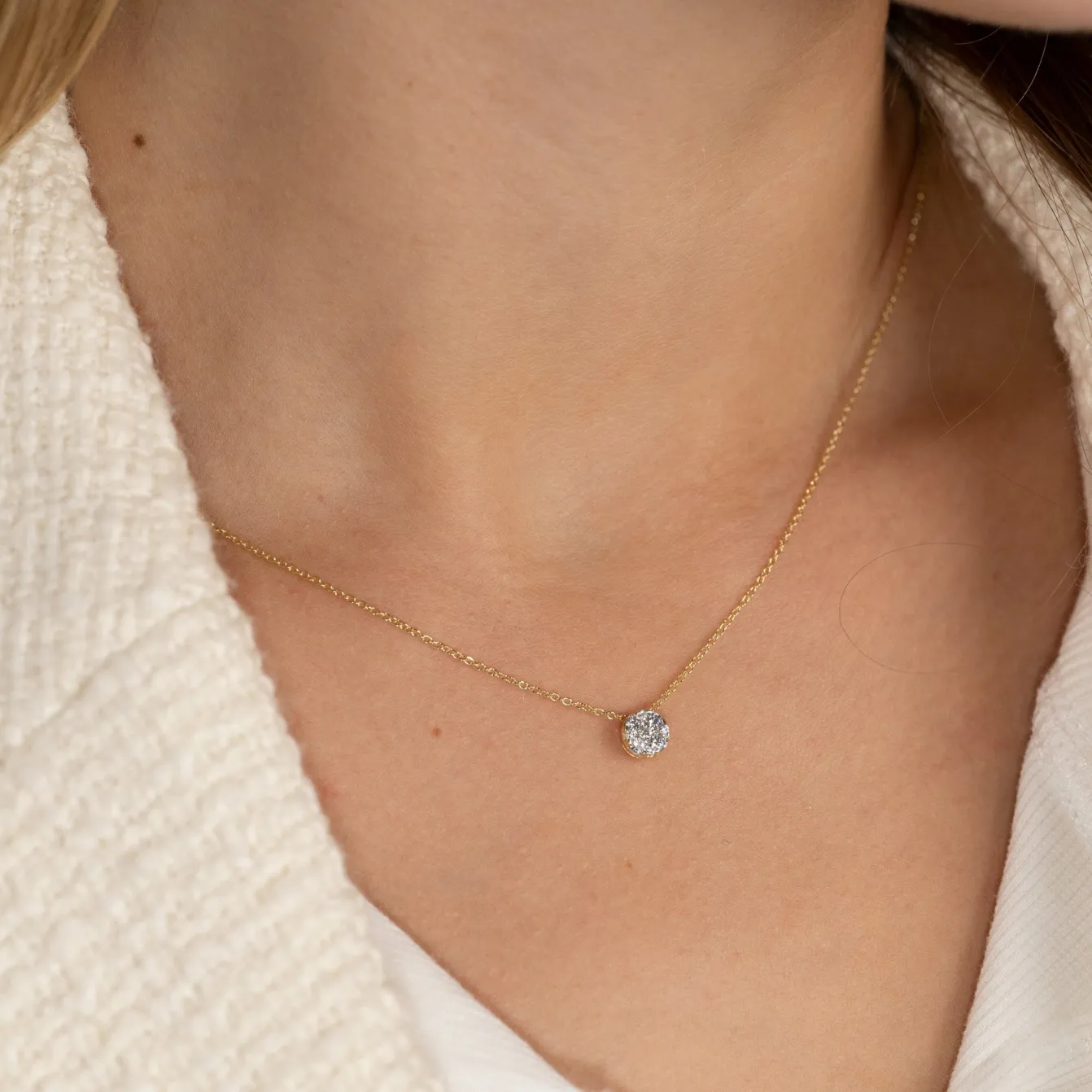 ROUND PAVE DIAMOND PENDANT - 0.2ct - YG