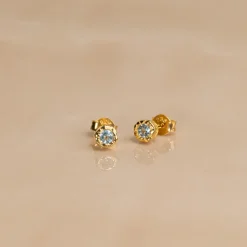 SELENE BLUE TOPAZ GOLDEN STUD EARRING