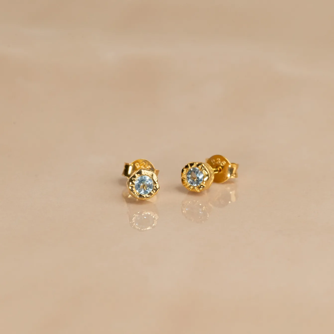SELENE BLUE TOPAZ GOLDEN STUD EARRING