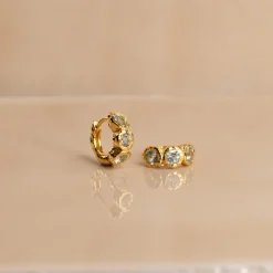 SELENE BLUE TOPAZ GOLDEN HUGGIE EARRING