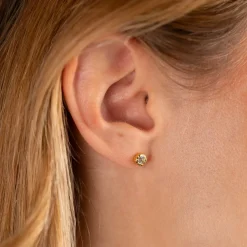 SELENE BLUE TOPAZ GOLDEN STUD EARRING