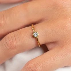SELENE BLUE TOPAZ GOLDEN RING