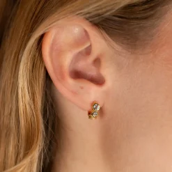 SELENE BLUE TOPAZ GOLDEN HUGGIE EARRING