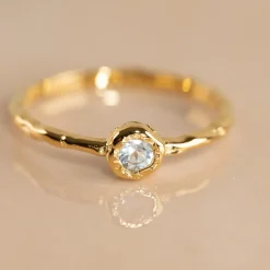 SELENE BLUE TOPAZ GOLDEN RING