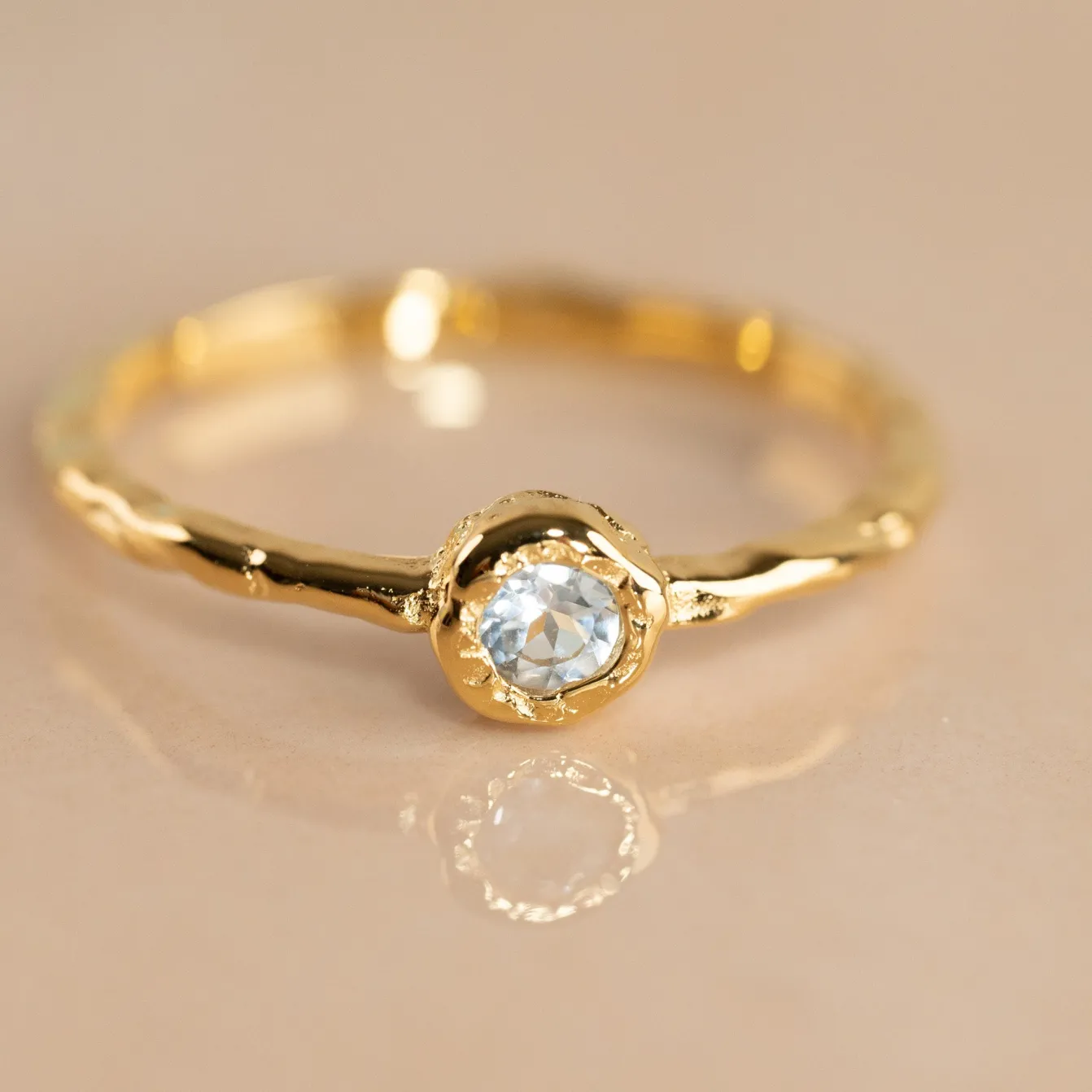 SELENE BLUE TOPAZ GOLDEN RING