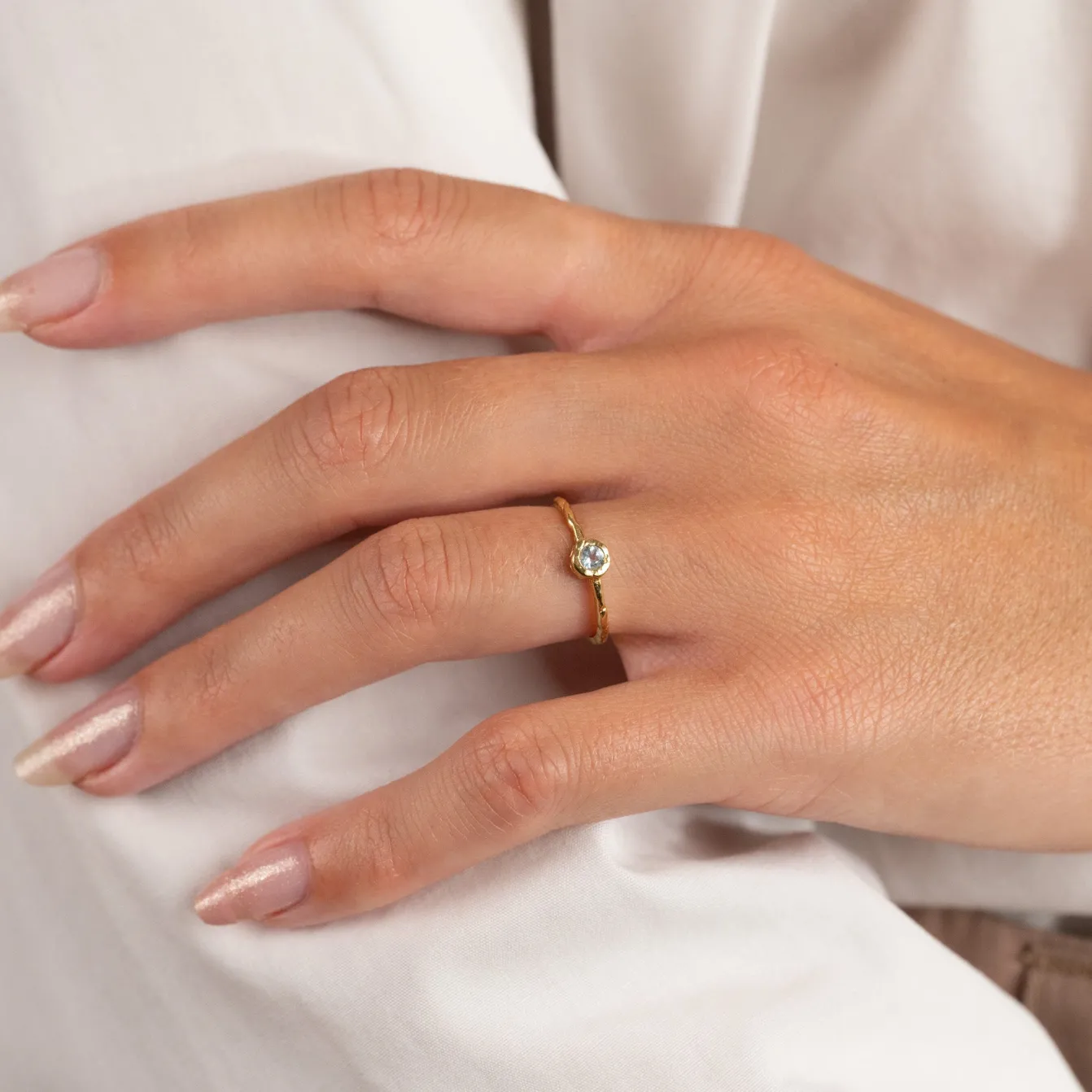 SELENE BLUE TOPAZ GOLDEN RING
