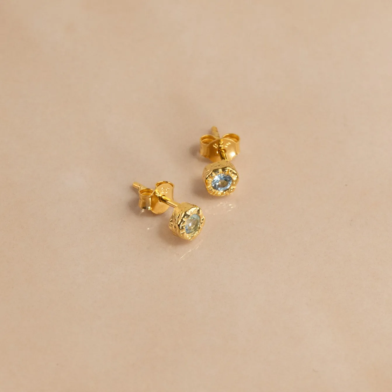 SELENE BLUE TOPAZ GOLDEN STUD EARRING