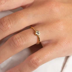 SELENE BLUE TOPAZ GOLDEN RING