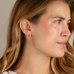 SELENE BLUE TOPAZ GOLDEN HUGGIE EARRING
