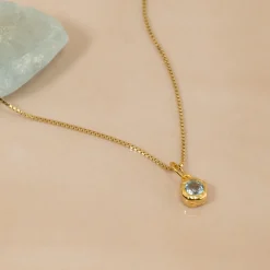 SELENE BLUE TOPAZ GOLDEN PENDANT