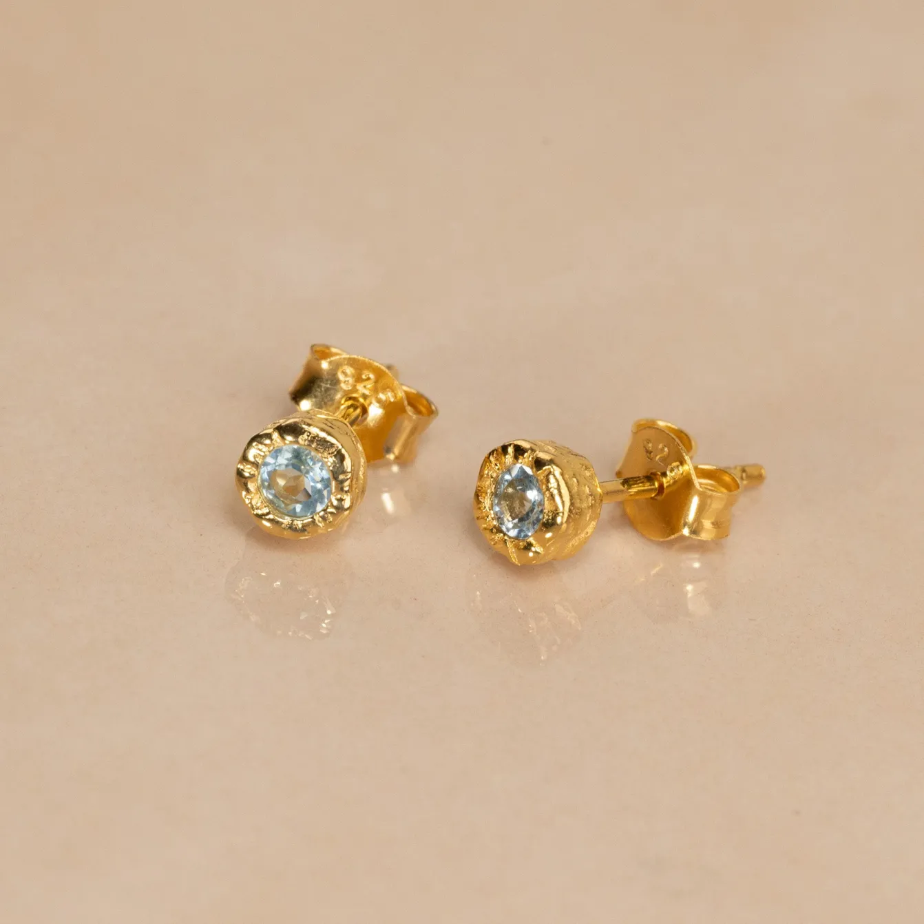 SELENE BLUE TOPAZ GOLDEN STUD EARRING