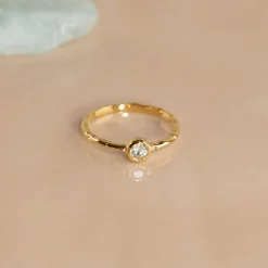 SELENE BLUE TOPAZ GOLDEN RING