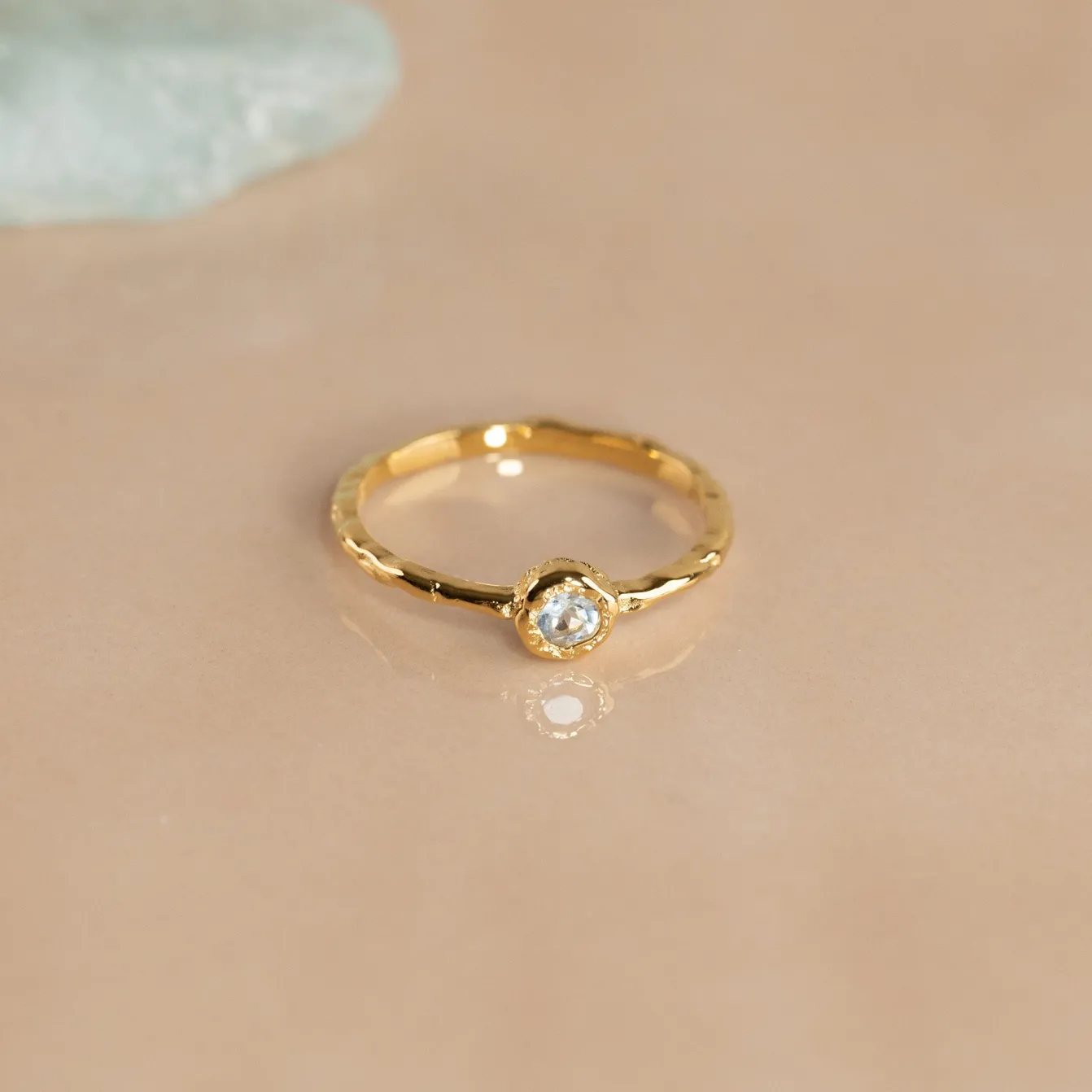 SELENE BLUE TOPAZ GOLDEN RING