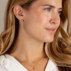 SELENE BLUE TOPAZ GOLDEN HUGGIE EARRING