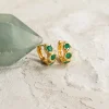 SELENE GREEN AGATE GOLDEN HUGGIE EARRING