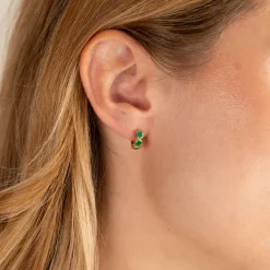 SELENE GREEN AGATE GOLDEN HUGGIE EARRING
