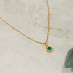 SELENE GREEN AGATE GOLDEN PENDANT