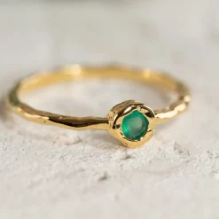 SELENE GREEN AGATE GOLDEN RING