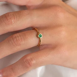 SELENE GREEN AGATE GOLDEN RING