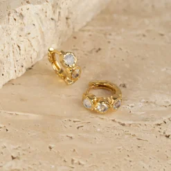 SELENE MOONSTONE GOLDEN HUGGIE EARRING