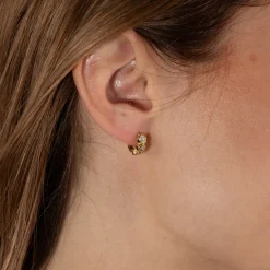 SELENE MOONSTONE GOLDEN HUGGIE EARRING