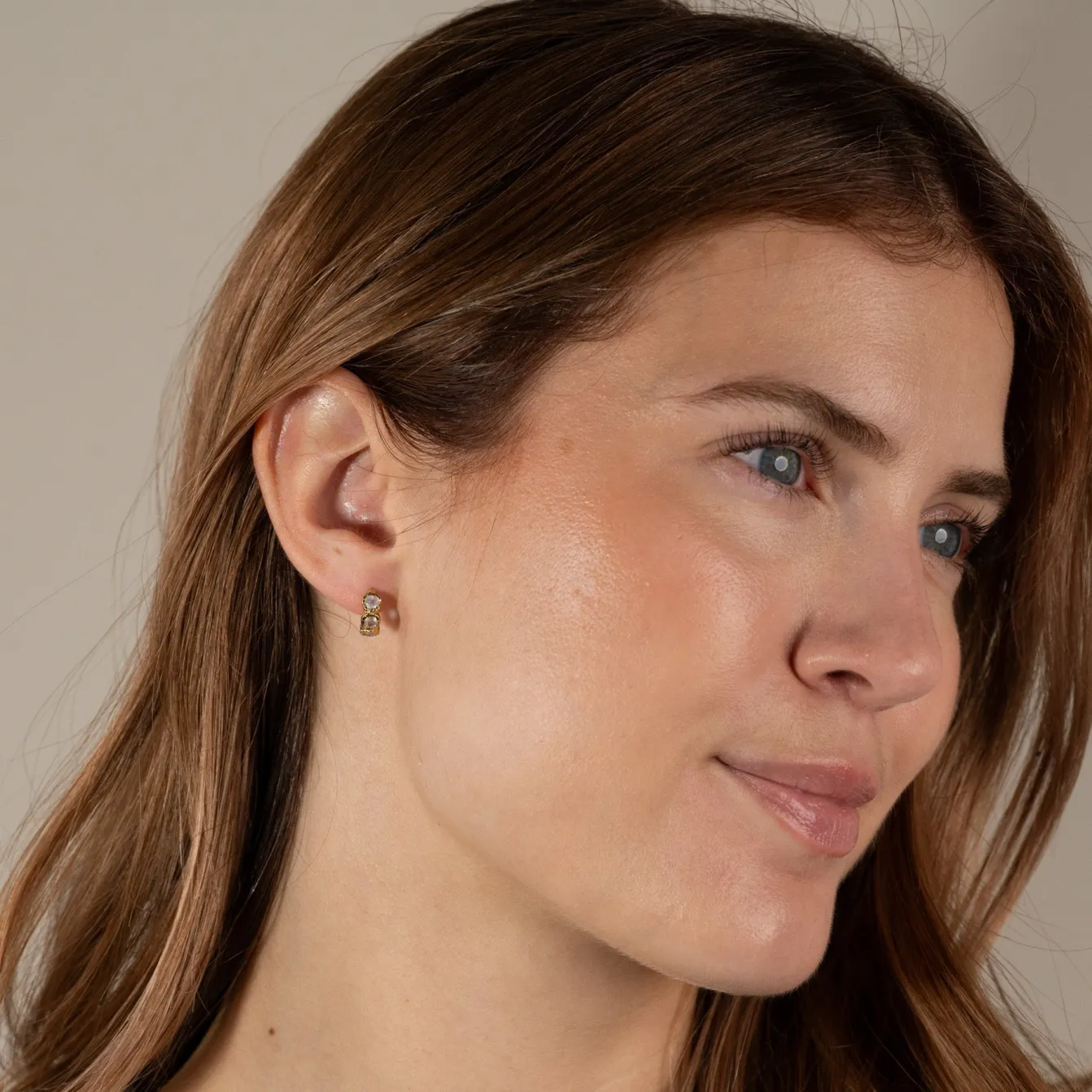 SELENE MOONSTONE GOLDEN HUGGIE EARRING