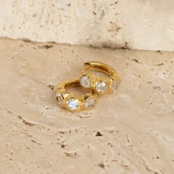 SELENE MOONSTONE GOLDEN HUGGIE EARRING
