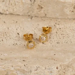 SELENE MOONSTONE GOLDEN STUD EARRING
