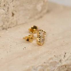 SELENE MOONSTONE GOLDEN STUD EARRING