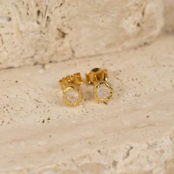 SELENE MOONSTONE GOLDEN STUD EARRING