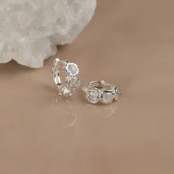 SELENE MOONSTONE SILVER HUGGIE EARRING