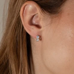 SELENE MOONSTONE SILVER HUGGIE EARRING