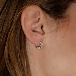 SELENE MOONSTONE SILVER HUGGIE EARRING
