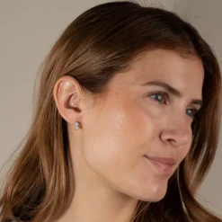 SELENE MOONSTONE SILVER HUGGIE EARRING