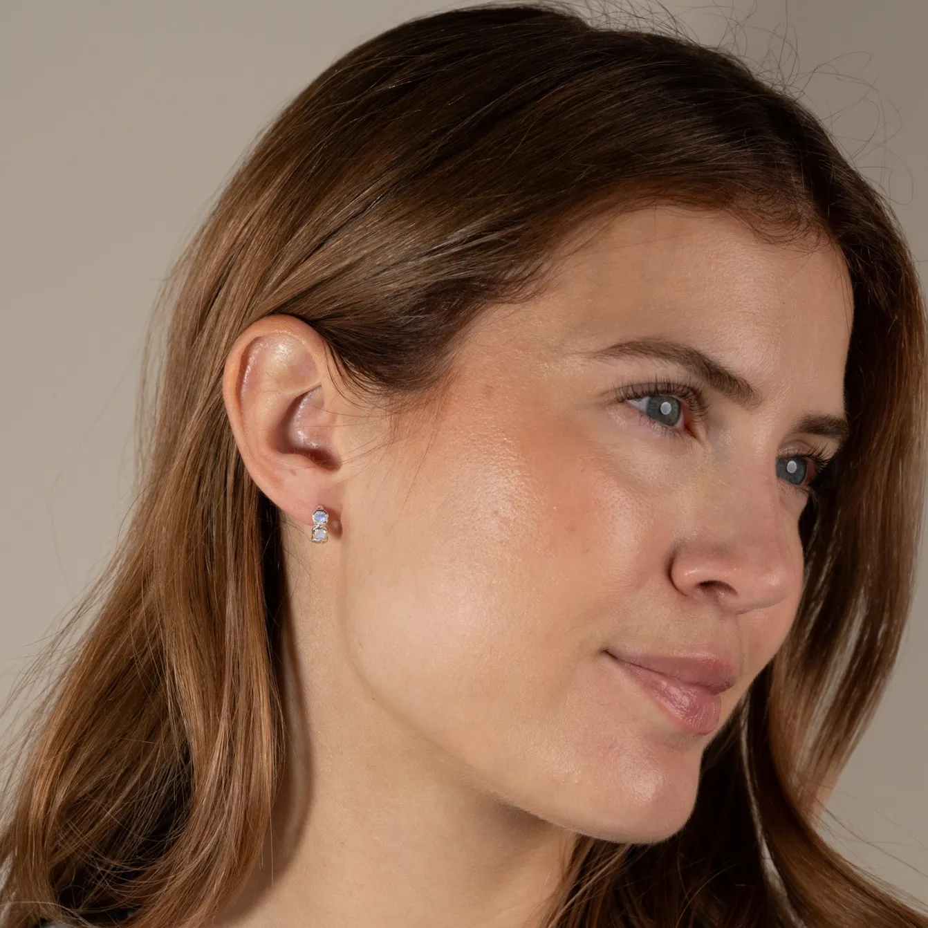 SELENE MOONSTONE SILVER HUGGIE EARRING