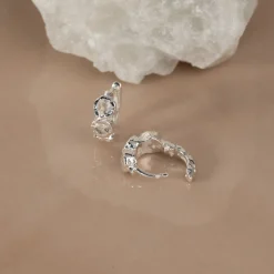 SELENE MOONSTONE SILVER HUGGIE EARRING