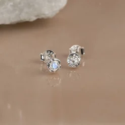 SELENE MOONSTONE SILVER STUD EARRING