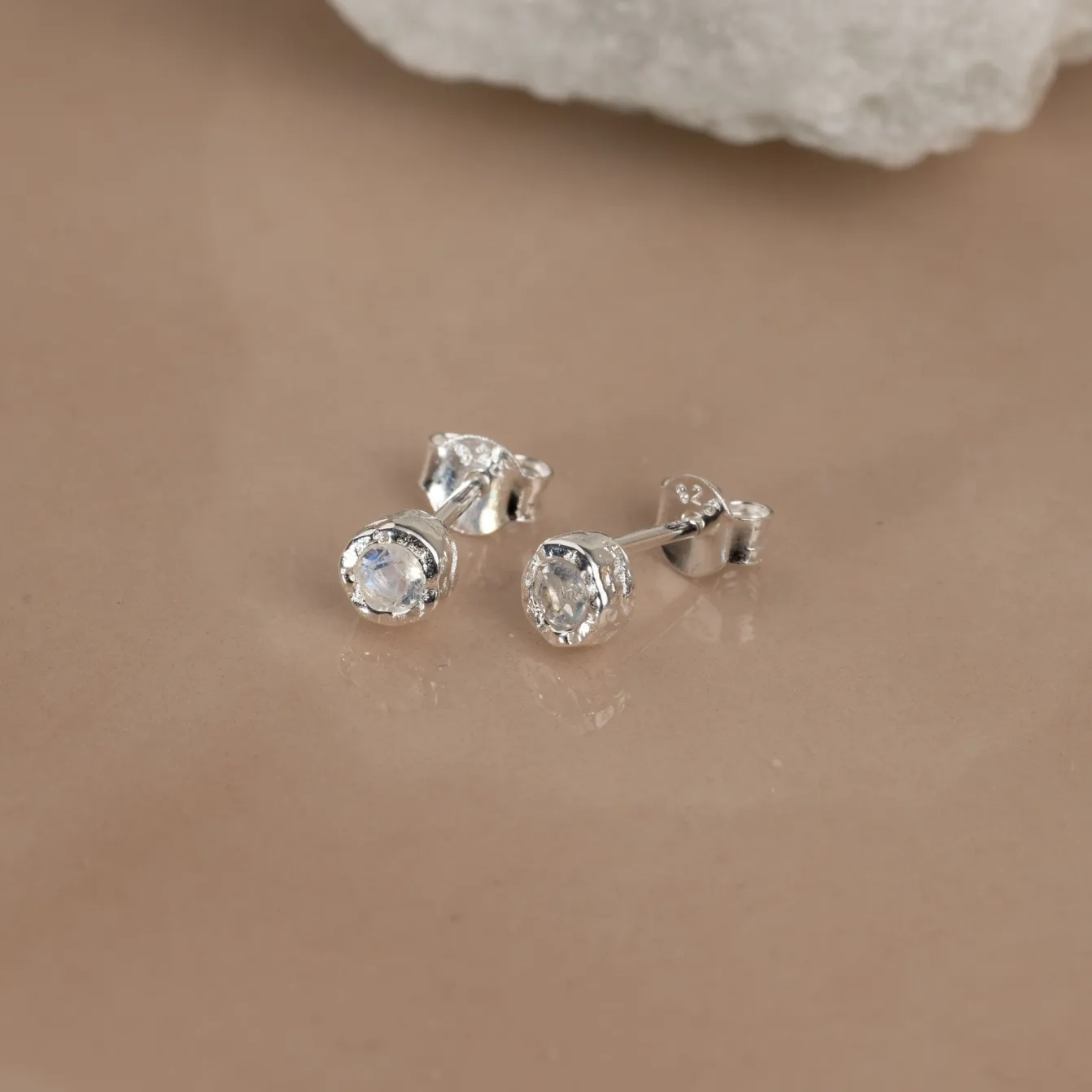 SELENE MOONSTONE SILVER STUD EARRING
