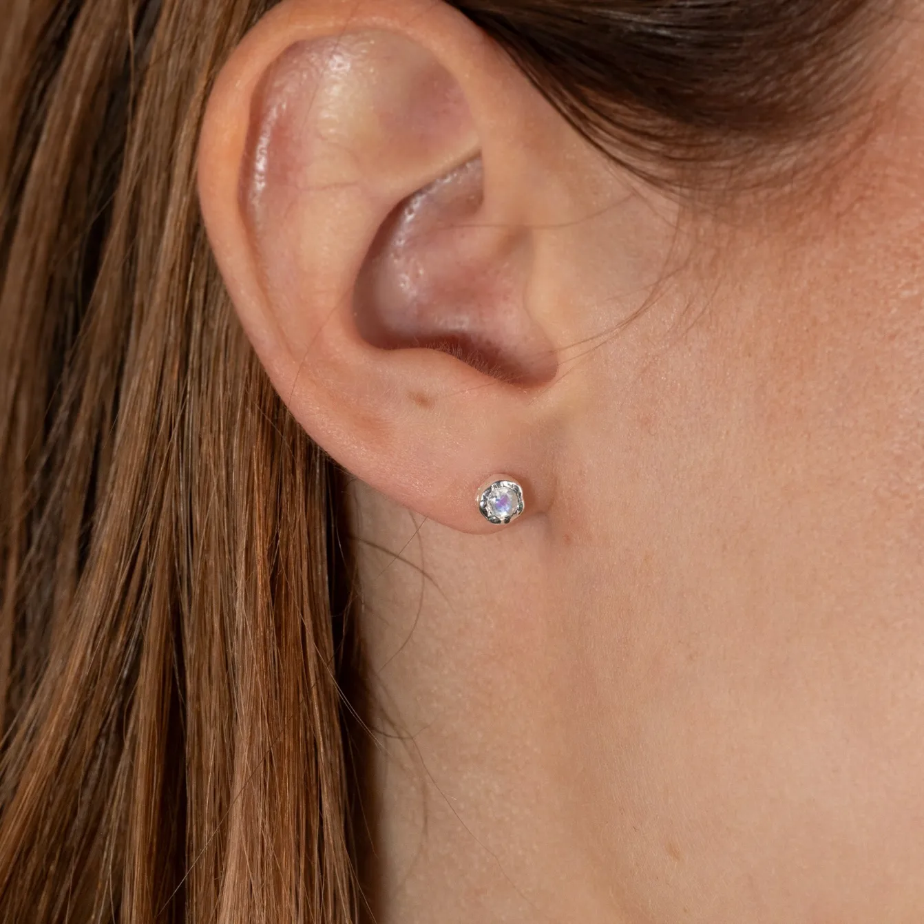 SELENE MOONSTONE SILVER STUD EARRING