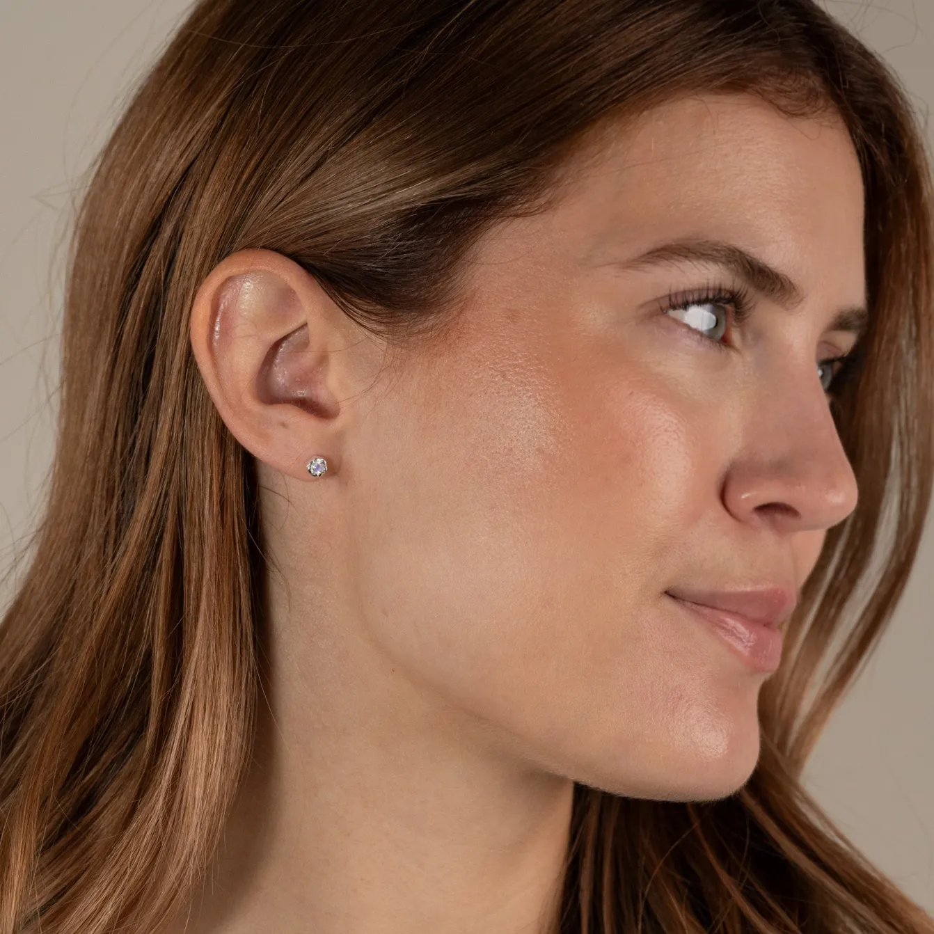 SELENE MOONSTONE SILVER STUD EARRING