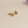 SELENE PURPLE AMETHYST GOLDEN STUD EARRING