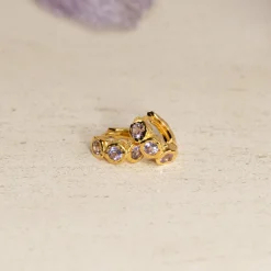 SELENE PURPLE AMETHYST GOLDEN HUGGIE EARRING