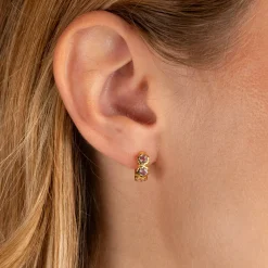SELENE PURPLE AMETHYST GOLDEN HUGGIE EARRING
