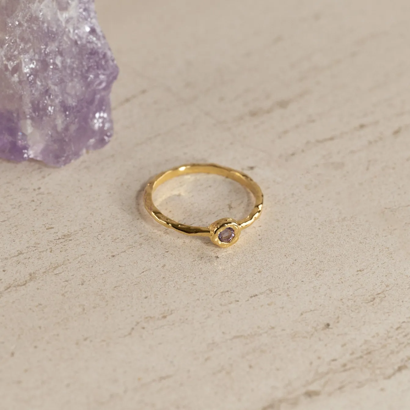 SELENE PURPLE AMETHYST GOLDEN RING