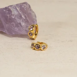 SELENE PURPLE AMETHYST GOLDEN HUGGIE EARRING