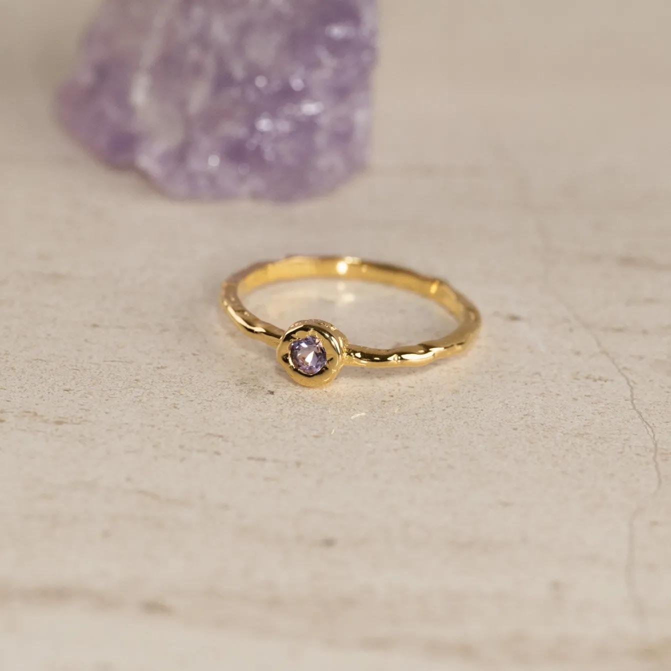SELENE PURPLE AMETHYST GOLDEN RING