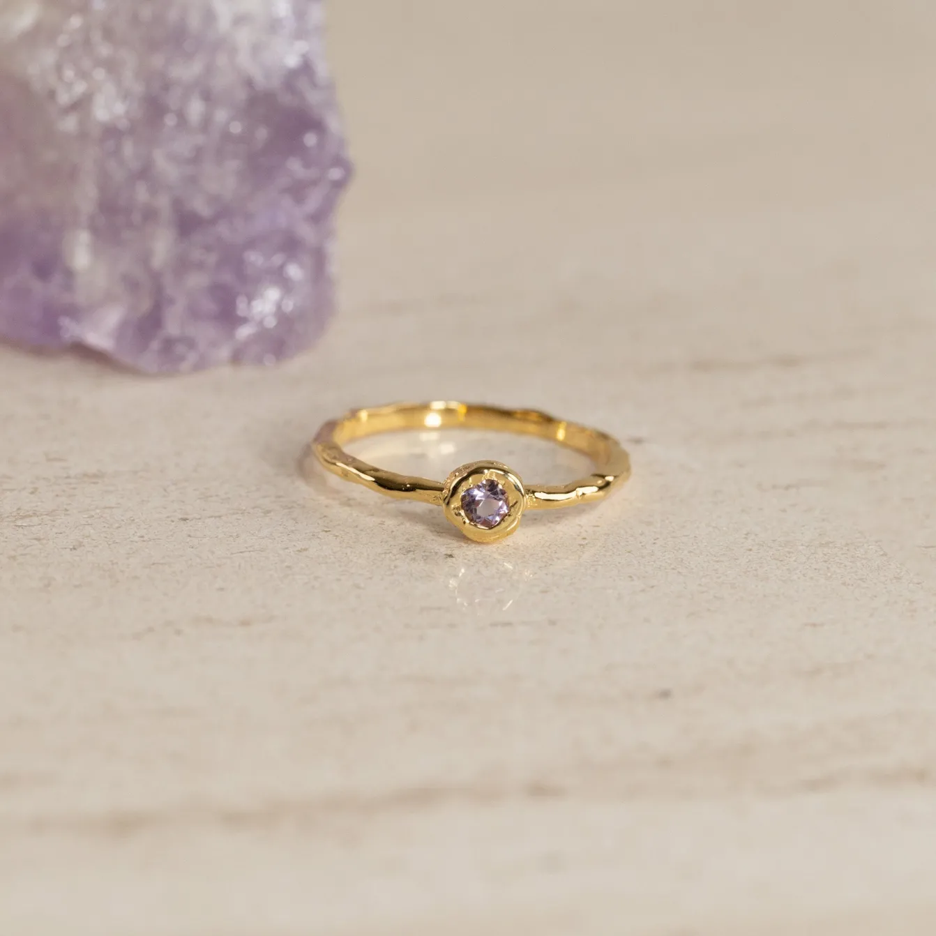 SELENE PURPLE AMETHYST GOLDEN RING