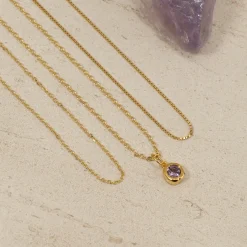 SELENE PURPLE AMETHYST GOLDEN PENDANT